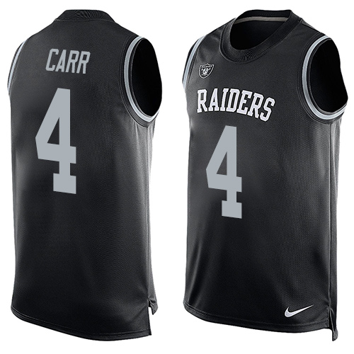 Men's Limited Derek Carr Nike Jersey Black - #4 Player Name & Number Tank Top NFL Oakland Raiders